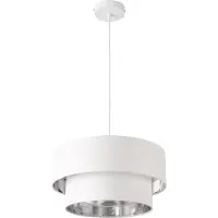 Lux.pro Hanglamp Lopar, E27, plafondlamp, hanglamp, 40 cm, metaal, stof, wit-zilver