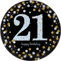Procos Feestborden \'21\' Glitter 22,3 Cm 8 Stuks
