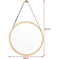 En.casa Passpiegel Bykle bamboe hangend rond Ø38 cm houtkleurig
