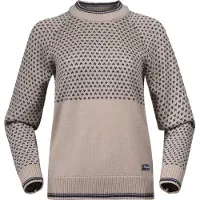 Bergans Trui Women Alvdal Wool Jumper Sandstone/Navy Blue-M