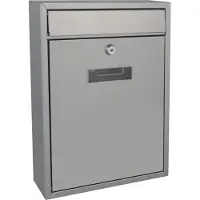 Perel Brievenbus met naamplaatje, Ibiza wandbrievenbus, wandmontage, met slot, deksel, afsluitbaar, incl. 2 sleutels, gegalvaniseerd staal, 36 x 26 x 8 cm, zilvergrijs