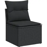 vidaXL 5-delige tuinmeubelset met kussens, zwart, polyrotan