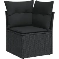 vidaXL 12-delige Loungeset met kussens poly rattan zwart