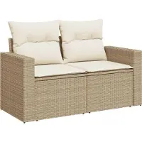 vidaXL 6-delige Loungeset met kussens poly rattan beige