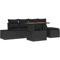 vidaXL Tuinbank Set 6 st Zwart poly rattan