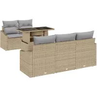 vidaXL Tuinbank Set 6 st Beige en Lichtgrijs poly rattan