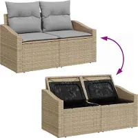 vidaXL Tuinbank Set met opslag 6 pcs Beige en Lichtgrijs poly rattan