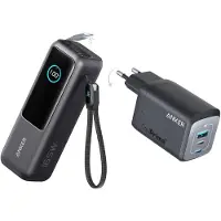 Anker PowerCore 25K Powerbank 25.000mAh - 165W - 3x 100W USB-C Poorten - Zwart + -USB C-oplader-737 oplader GaNPrime 100W-PPS 3-poorts super snel compact-voeding