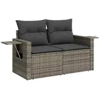 vidaXL Tuinbank Set 9 st 6-Aantal zitplaatsen Grijs poly rattan