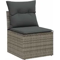 vidaXL Tuinbank Set met kussen 6 pcs Grijs poly rattan