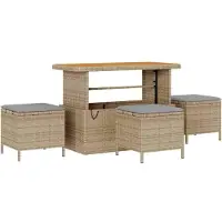 vidaXL Tuin Eettafel Set 4 st Beige poly rattan