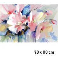 Allernieuwste.nl Canvas Schilderij Bloemen Compositie in Rose en Blauw - Kunst aan je Muur - Modern - kleur - XL 70 x 100 cm