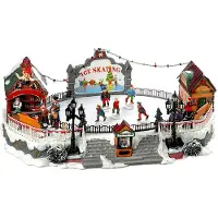 Wellhome Kerstdecoratie Ijsbaan Met Led-verlichting En Beweging 21x22.5x39 Cm