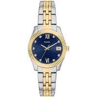 Fossil Analoog horloge 'SCARLETTE' navy / goud / zilver
