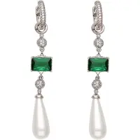 NAEMI Oorbellen groen / zilver / transparant / parelwit