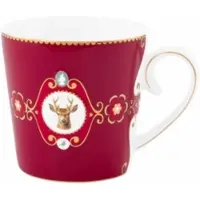 Pip studio Mok Love Birds Medallion Deer Dark Red 300 ml (Set van 6)