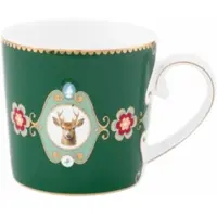 Pip studio Mok Love Birds Medallion Deer Dark Green 190 ml (Set van 6)