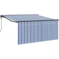 vidaXL Uitschuifbare luifel Blauw en Wit 350 x 250 cm
