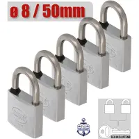 AMIG Slot Gelijksluitend 5 Stuks - Hangsloten Set Met Eén Sleutel - Ø8mm / 50x78mm - Marine Kwaliteit