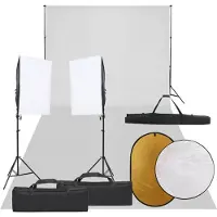 vidaXL Fotostudioset met verlichtingsset, achtergrond en reflector