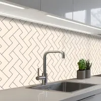 KitchenYeah Keuken achterwand 150x60 cm - Spatscherm zelfklevend Beige - Zigzag - Patroon - Muurbeschermer - Spatwand fornuis