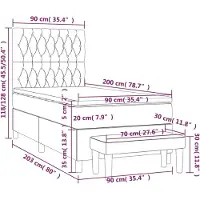 vidaXL Boxspring met matras stof lichtgrijs 90x200 cm