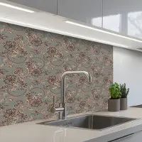KitchenYeah Keuken achterwand 80x60 cm - Spatscherm zelfklevend Donker - Bloemen - Sierlijk - Muurbeschermer - Spatwand fornuis