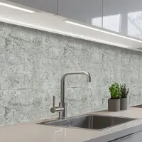 KitchenYeah Keuken achterwand 300x60 cm - Spatscherm zelfklevend Grijs - Muur - Poriën - Muurbeschermer - Spatwand fornuis