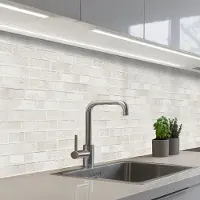 KitchenYeah Keuken achterwand 400x80 cm - Spatscherm zelfklevend Muur - Wit - Bakstenen - Muurbeschermer - Spatwand fornuis