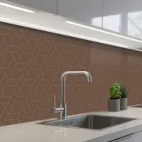 KitchenYeah Keuken achterwand 250x60 cm - Spatscherm zelfklevend Bruin - Roze - Patroon - Muurbeschermer - Spatwand fornuis