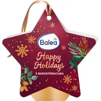 Balea Geschenkset Happy Holidays - 3-deling | 3 Rode Badsterretjes - Badschuim | Kerstgeschenk - Cadeauverpakking - Klein Cadeau
