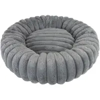 District 70 RIBBA – Luxe Ronde Kattenmand van Ribfluweel & Pluche – Grijs – 45 x 45 x 15 cm