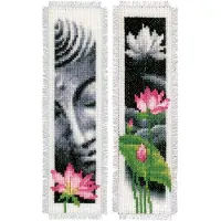 Vervaco - Bladwijzer kit - Lotus en Boeddha set van 2 - PN-0155652 - Borduren - Borduurpakket - Borduurpakket volwassenen - Borduurpakket kind