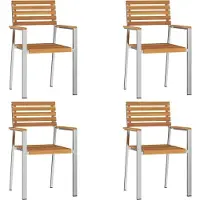 vidaXL Tuinstoel 4 pcs Massief acaciahout en roestvrij staal