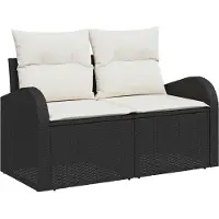 vidaXL Tuinbank Set 7 st Zwart poly rattan