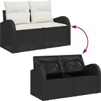 vidaXL Tuinbank Set 11 st 10-Aantal zitplaatsen Zwart en Crème
