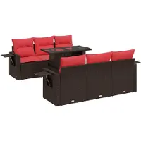 vidaXL 7-delige Loungeset met kussens poly rattan acacia bruin