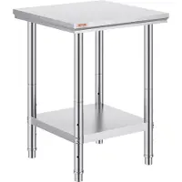 Vevor Rvs Tafel Roestvrij Staal Commerciële Keukentafel Voedselbereidingstafel 23,6x23,6in