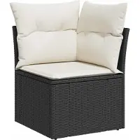 vidaXL Tuinbank Set met kussen 7 pcs Zwart Poly rattan