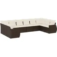 vidaXL 10-delige Loungeset met kussens poly rattan bruin