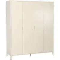 Sweeek Industriële metalen kledingkast hangruimte en planken 4 deuren 150cm Beige