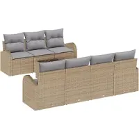 vidaXL Tuinbank Set 8 st Beige poly rattan