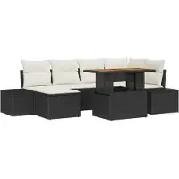 vidaXL Tuinset, 7-delig, zwart, polyrotan