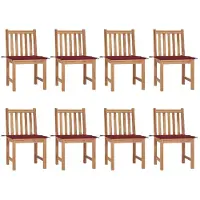 vidaXL Tuinstoelen 8 st met kussens massief teakhout