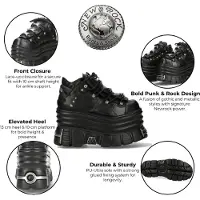 New rock M-106-C181 Zwarte Gothic Punk Chunky Platform Enkellaarsjes
