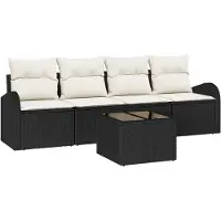 vidaXL Tuinbank Set Zwart 55 x 55 x 37 cm poly rattan