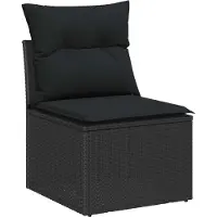 vidaXL Tuinbank Set met kussen met opslag 8 pcs Zwart poly rattan