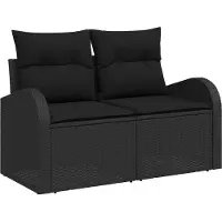 vidaXL Tuinset met 9 zitplaatsen, zwart, van polyrotan