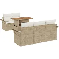 vidaXL Tuinbank Set 6 st Beige en Crème poly rattan
