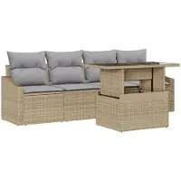 vidaXL Tuinbank Set 5 st Beige en Lichtgrijs poly rattan